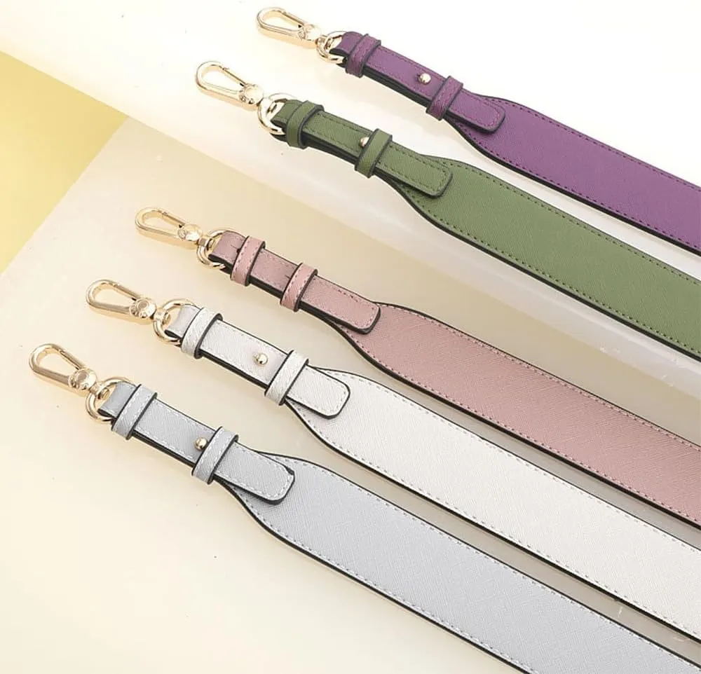 Crossbody-Strap Faux Leather Shoulder-Strap Purse Adjustable Replacement-Strap for Handbag with Metal Hardware Light Grey
