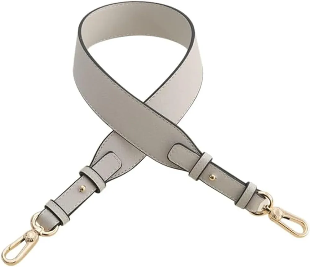 Crossbody-Strap Faux Leather Shoulder-Strap Purse Adjustable Replacement-Strap for Handbag with Metal Hardware Light Grey