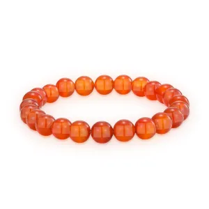 Crystal Vibe Carnelian Bracelet for Boosting Courage Self-Confidence and Motivation - 8mm Beaded Bracelet for Women Men - Elastic Adjustable Size