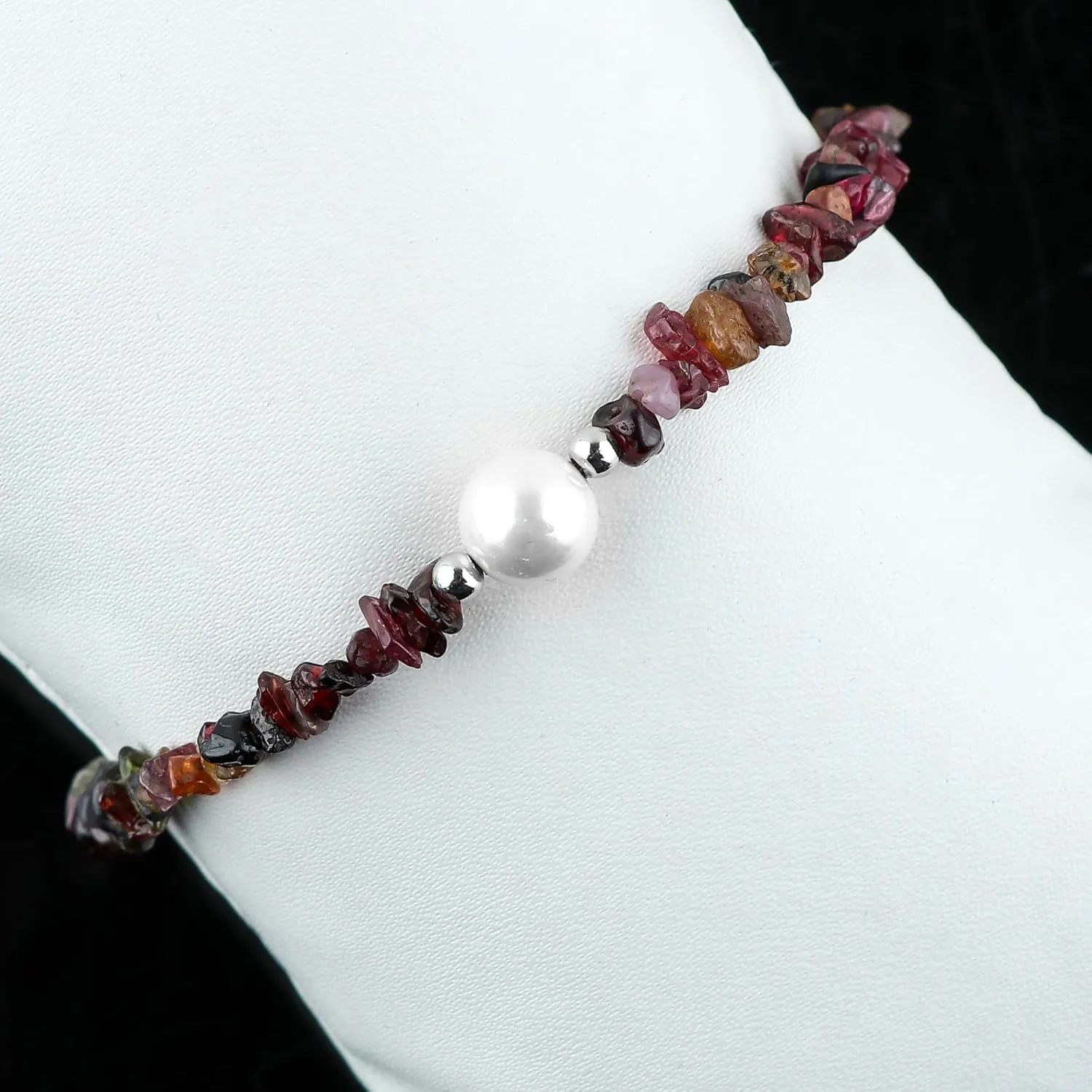 CRYSTALIS Natural Tundra Sapphire Beads Slider Bolo Bracelet with Elegant Pearl, High Grade Nuggets Crystal, Chakra Healing Gemstone, Gift Giving Women Jewelry, 925 Sterling Silver Slider 10"