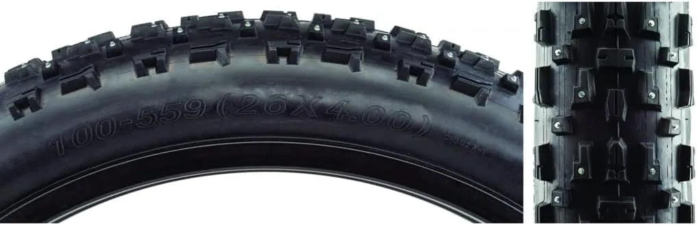 CST Toboggan Tires Toboggan 26 X 4.0 Wide Black Wire Bead 240-Studded Fat Tire