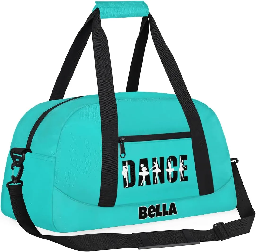 Custom Dance Gym Bag Ballet Personalized Name Sport Duffel Bag for Girls Carry On Overnight Weekender Travel Bag Training Bags, Peacock Green
