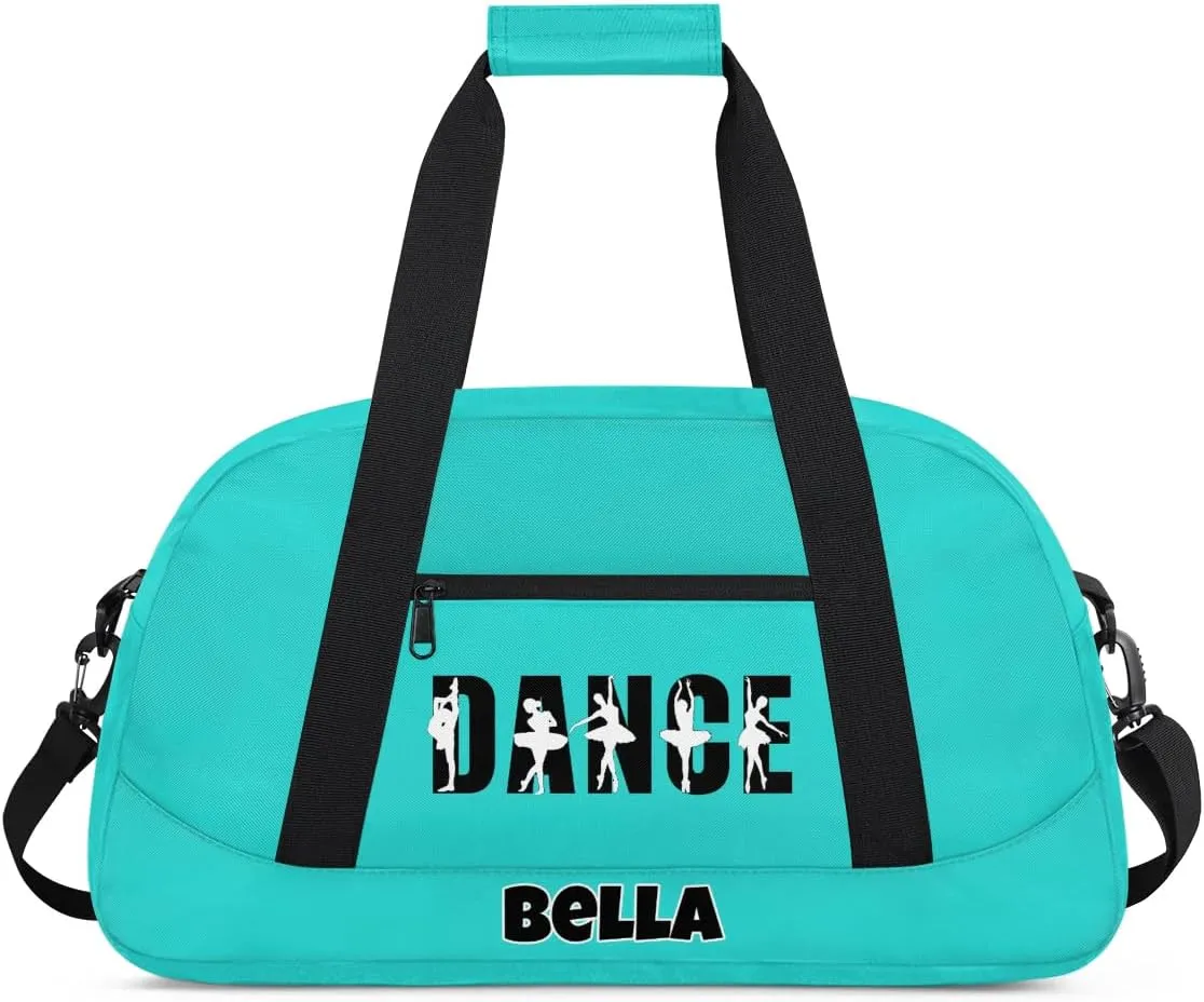 Custom Dance Gym Bag Ballet Personalized Name Sport Duffel Bag for Girls Carry On Overnight Weekender Travel Bag Training Bags, Peacock Green