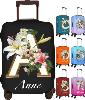 Custom Luggage Cover Personalized Suitcase Cover Add Your Name Photo Text Logo Double Sided Design Customized Elastic Protector Washable luggage cover protector for Travel（S-XL） (Alphabet, XL)