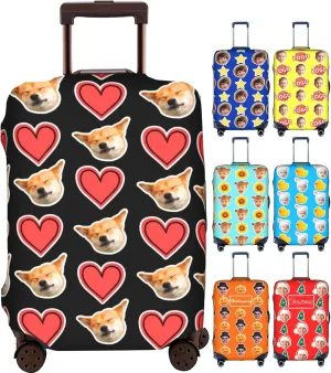 Custom Luggage Cover Personalized Suitcase Cover Add Your Name Photo Text Logo Double Sided Design Customized Elastic Protector Washable luggage cover protector for Travel（S-XL） (Avatar with icon, XL)