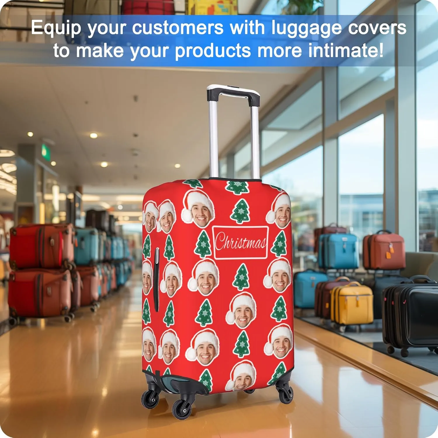 Custom Luggage Cover Personalized Suitcase Cover Add Your Name Photo Text Logo Double Sided Design Customized Elastic Protector Washable luggage cover protector for Travel（S-XL） (Avatar with icon, XL)