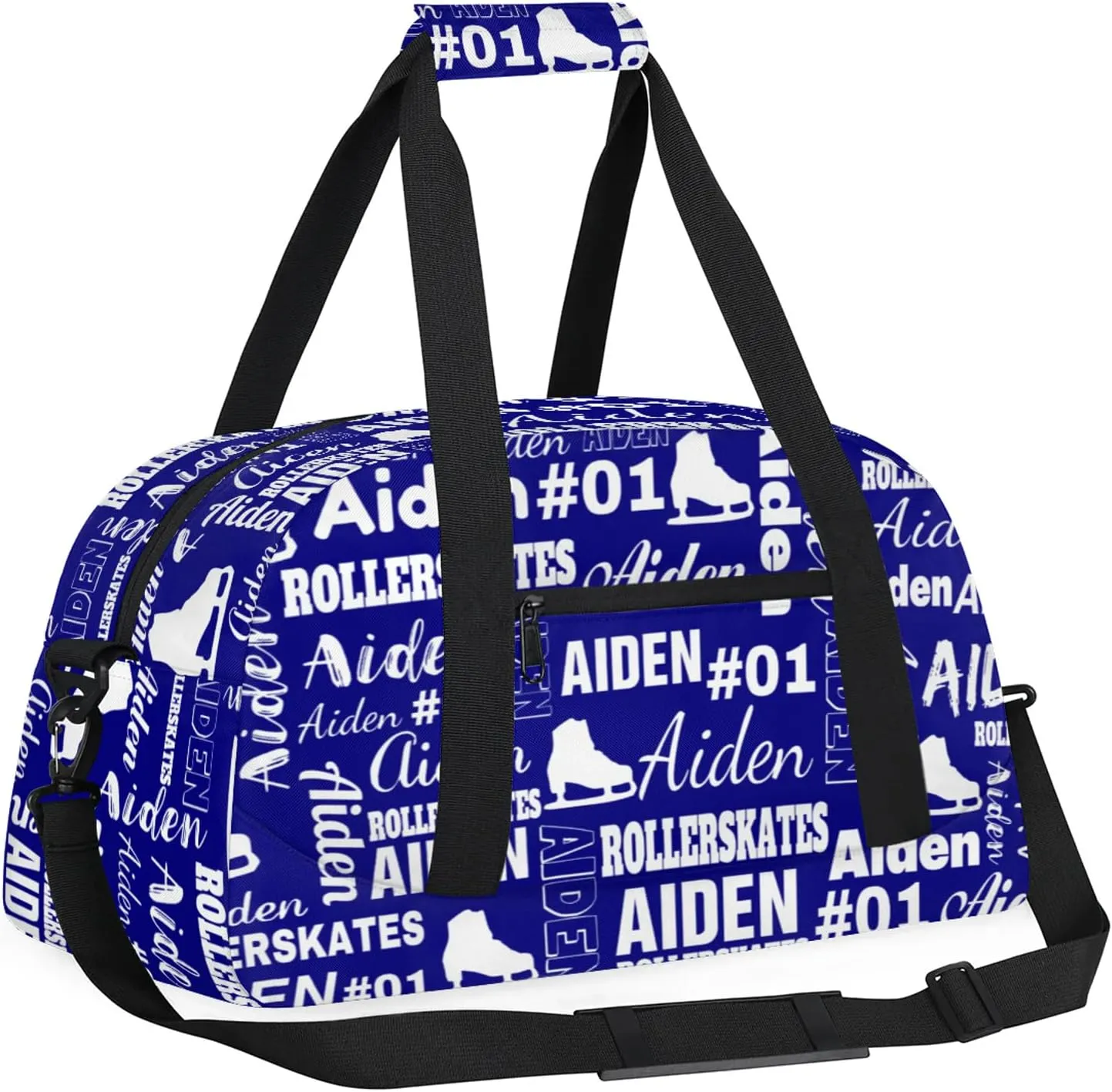 Custom Name Roller Skates Duffle Bags Personalized Number Sports Gym Bag Weekender Overnight Training Bag, Blue