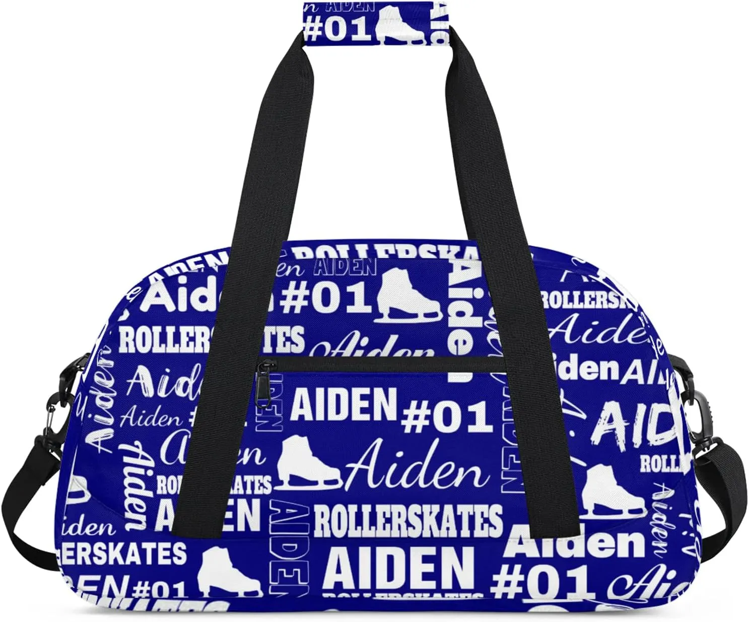 Custom Name Roller Skates Duffle Bags Personalized Number Sports Gym Bag Weekender Overnight Training Bag, Blue