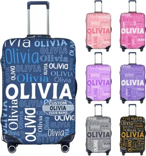 Custom Name Suitcase Cover 4 Sizes, Personalized Elastic Baggage Covers with Name for Travel Business, Customized Name Luggage Cover with Zipper Gifts for Team Men Women Boys Girls