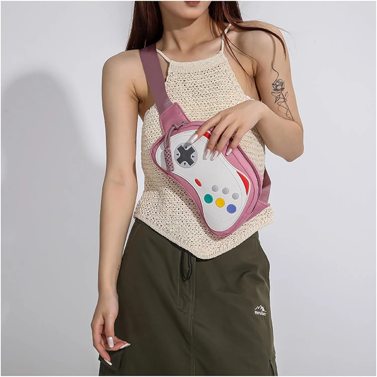 Cute Gamepad Waist Bag Novelty Fanny Pack for Women Men Gamer Controller Crossbody Bum Belt Bag for Hiking Travel Purse