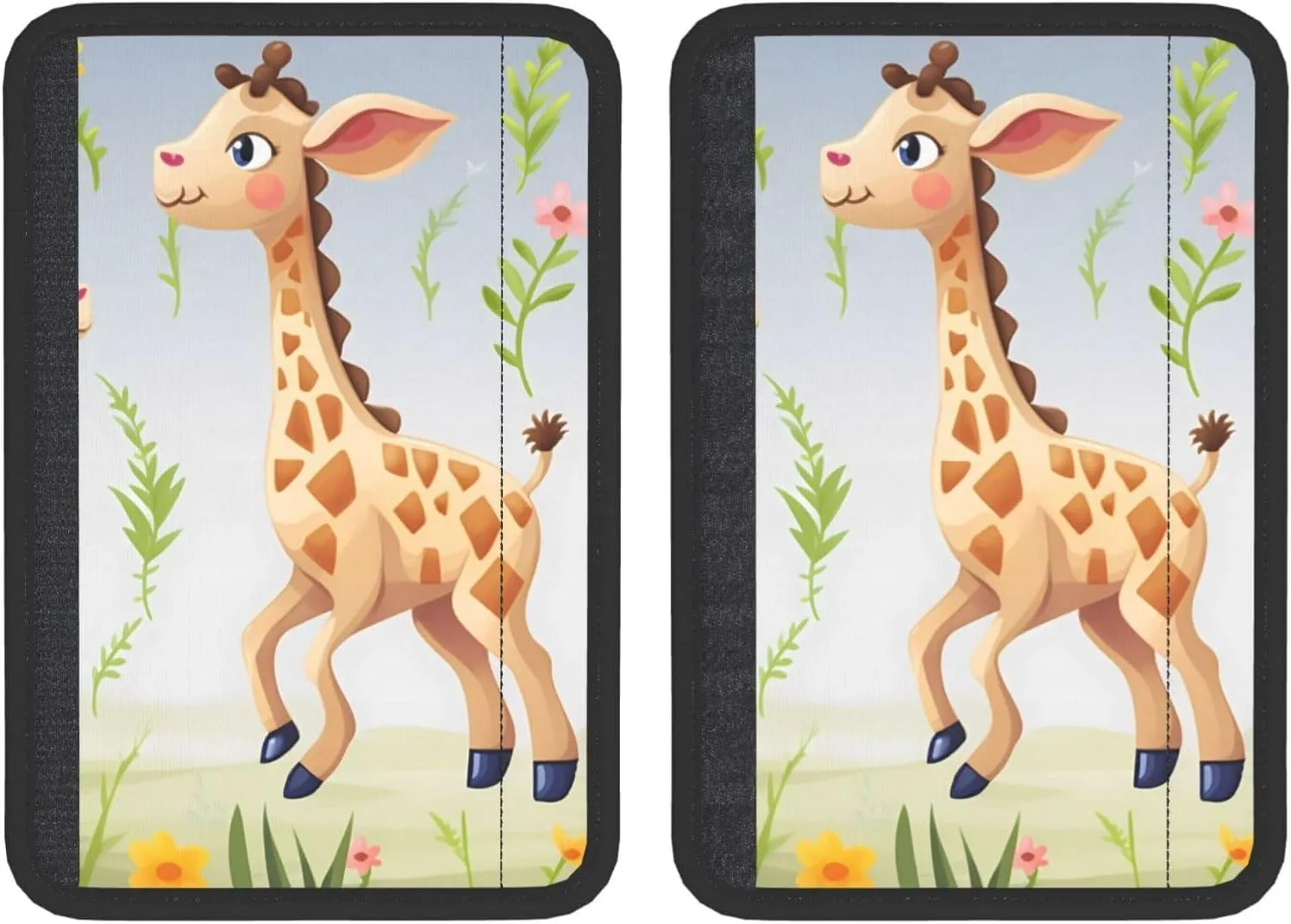 Cute Giraffe Car Seat Belt Pad 2 Pack Universal Fit Seatbelt Cover Soft and Comfortable Backpack Shoulder Pad Adjustable Neck Cushion Protector Harness Pad for Car Bag