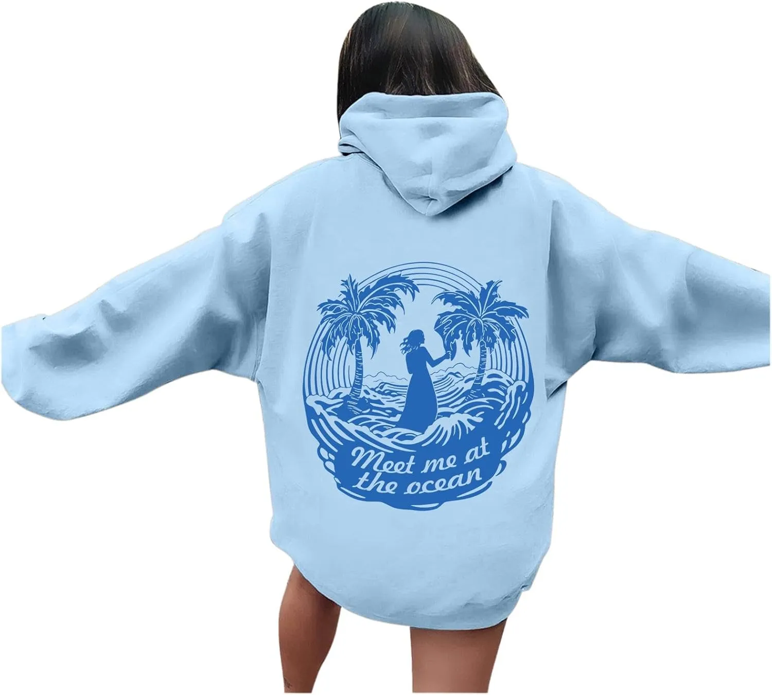 Cute Graphic Graphic Womens Hoodies Casual Meet Me at The Ocean Cute Hoodies Winter Cute Hooded Sweatshirt