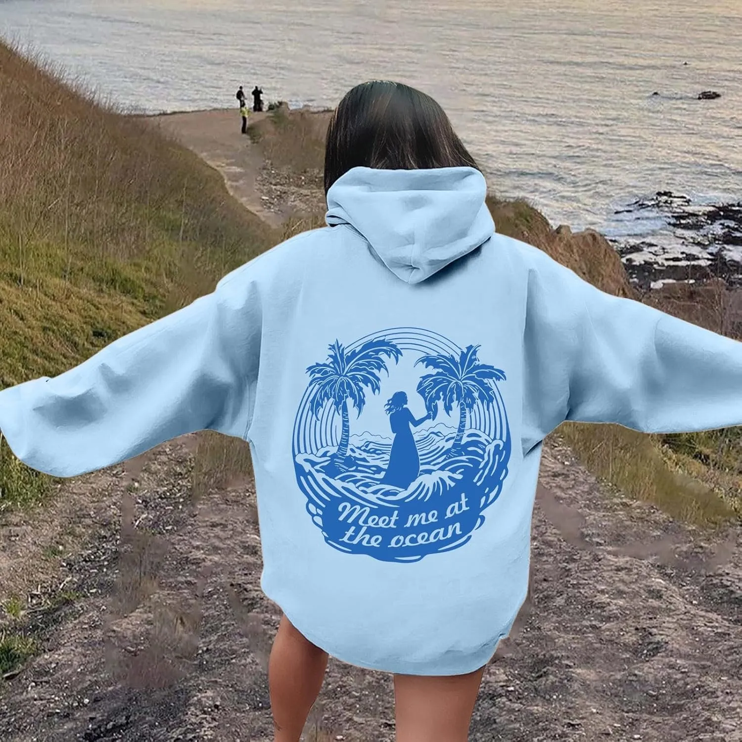 Cute Graphic Graphic Womens Hoodies Casual Meet Me at The Ocean Cute Hoodies Winter Cute Hooded Sweatshirt