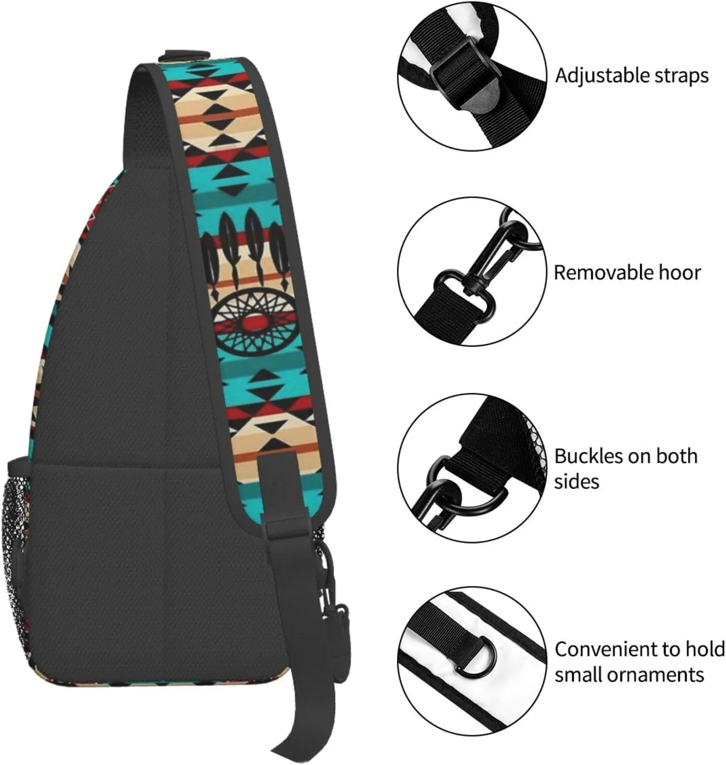 Cute Native American Sling Backpack, Multipurpose Crossbody Shoulder Bag Indian Chest Bag Travel Hiking Daypack