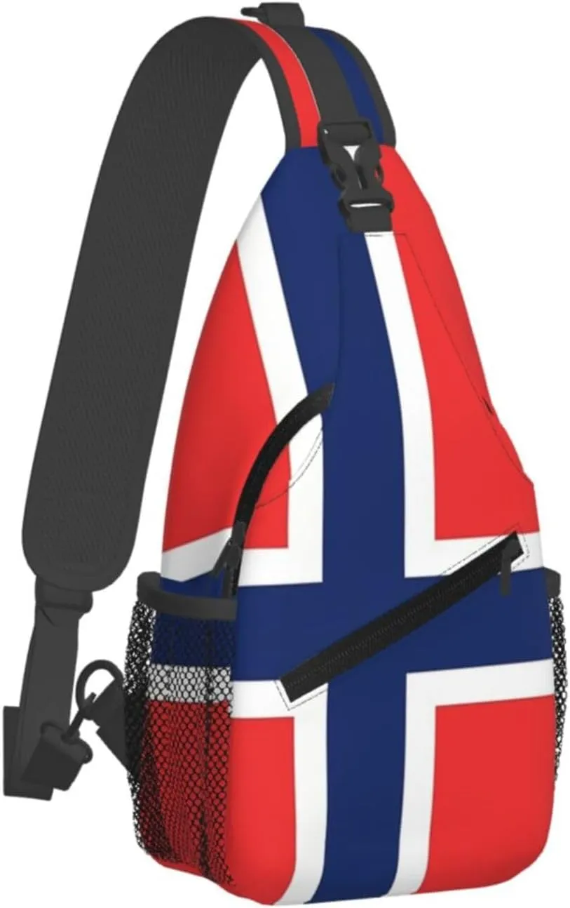 Cute Norway Flag Sling Backpack, Multipurpose Crossbody Shoulder Bag Norwegian Travel Hiking Daypack for Men Women