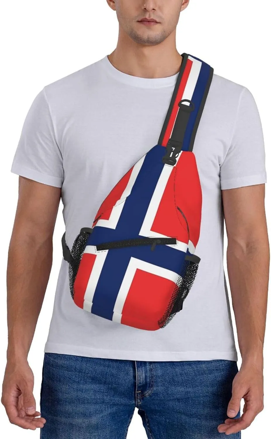 Cute Norway Flag Sling Backpack, Multipurpose Crossbody Shoulder Bag Norwegian Travel Hiking Daypack for Men Women