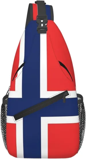 Cute Norway Flag Sling Backpack, Multipurpose Crossbody Shoulder Bag Norwegian Travel Hiking Daypack for Men Women