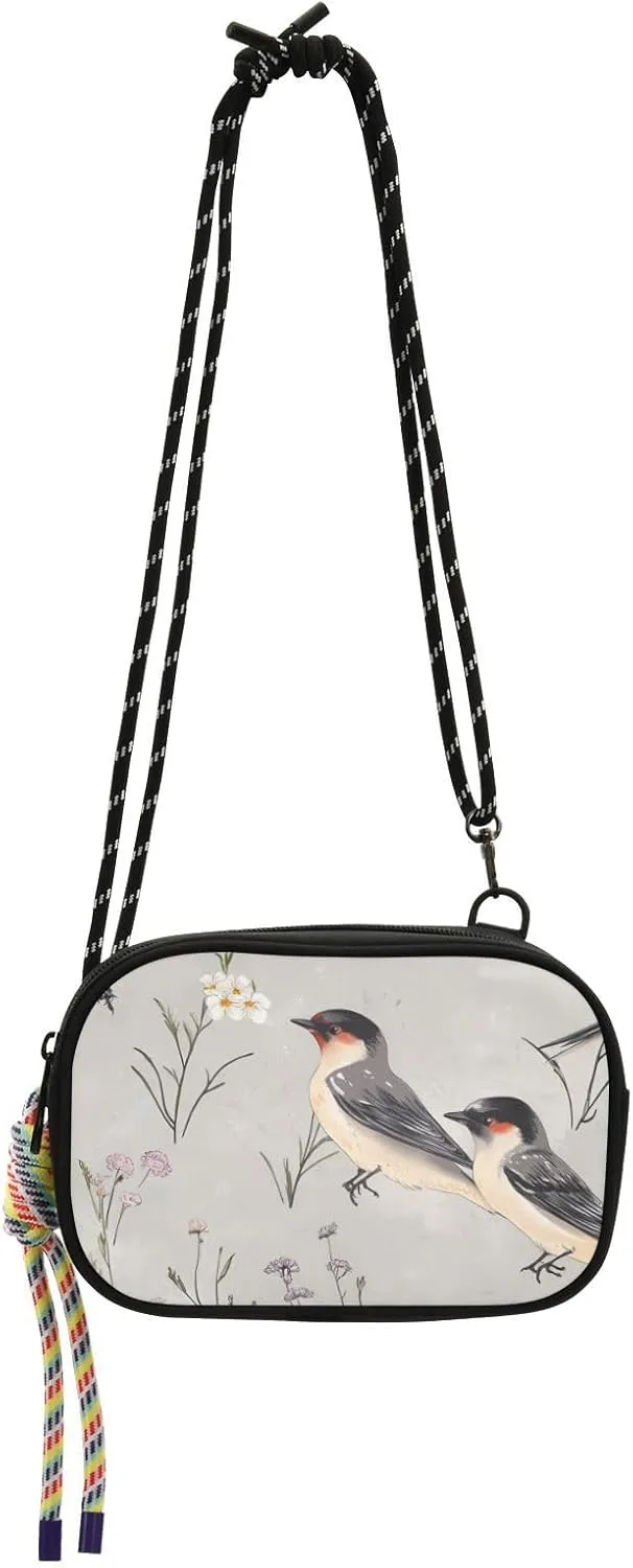 Cute Swallow Birds Mens Sling Purse Crossbody Fashion Mini Shoulder Bag with Credit Card Slots for for Women Traveling