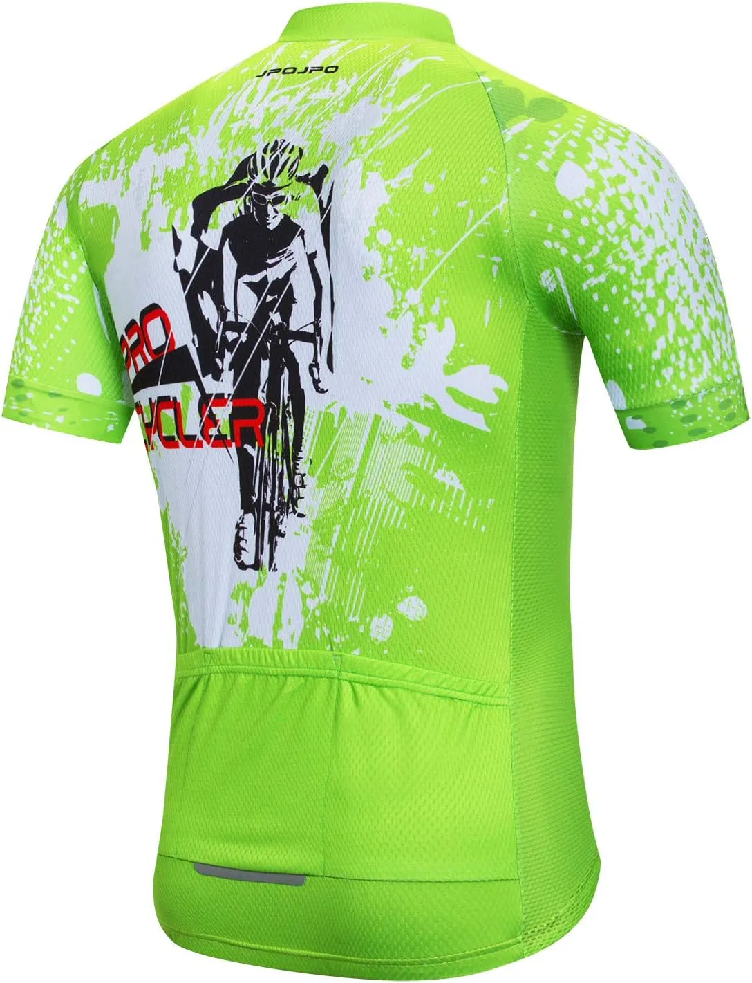 Cycling Jersey Men Bike Short Sleeve Tops S-3XL Full Zipper Reflective 3-Pockets