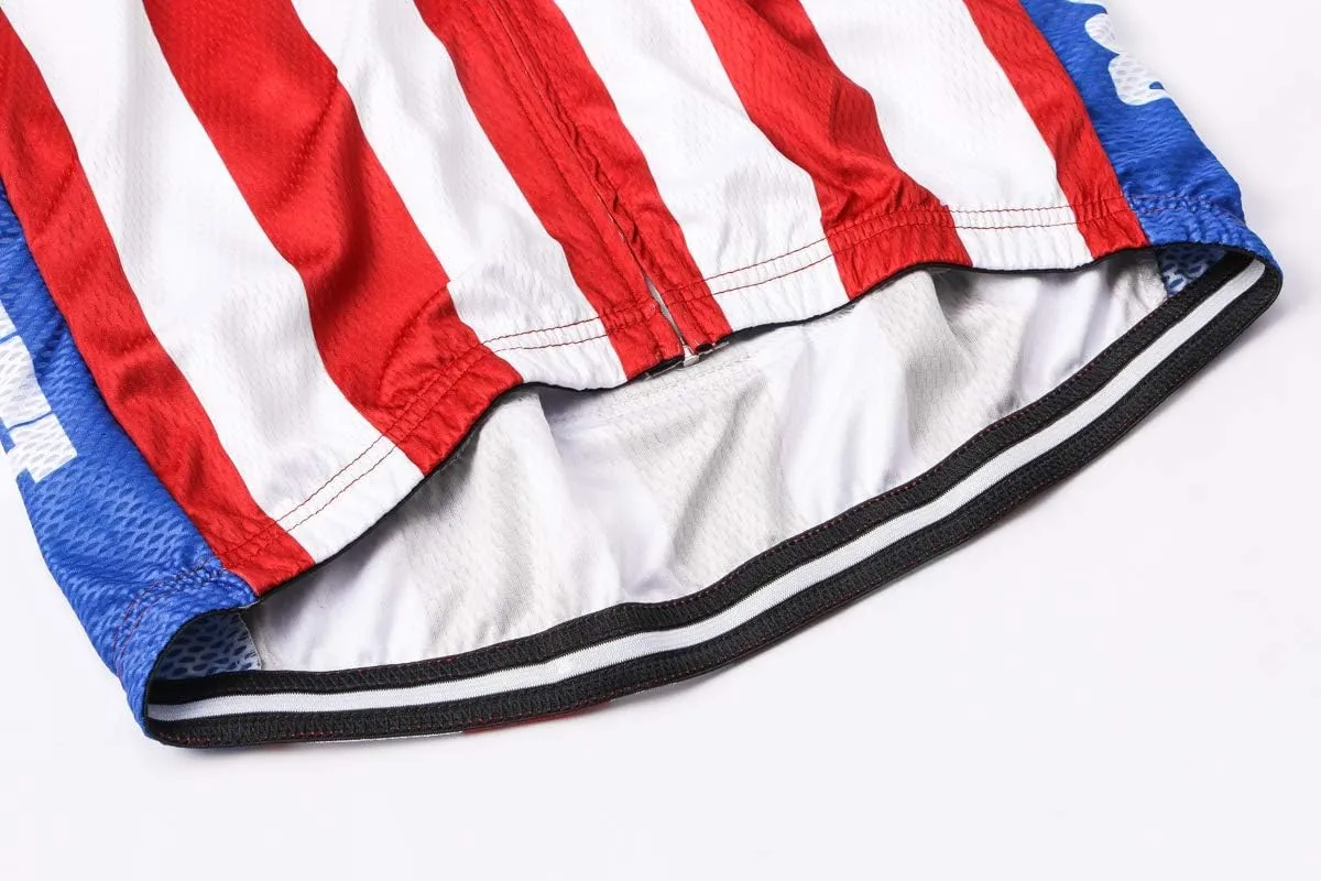 Cycling Jersey Short Sleeve USA Style Bike Tops with Pocket Reflective Stripe