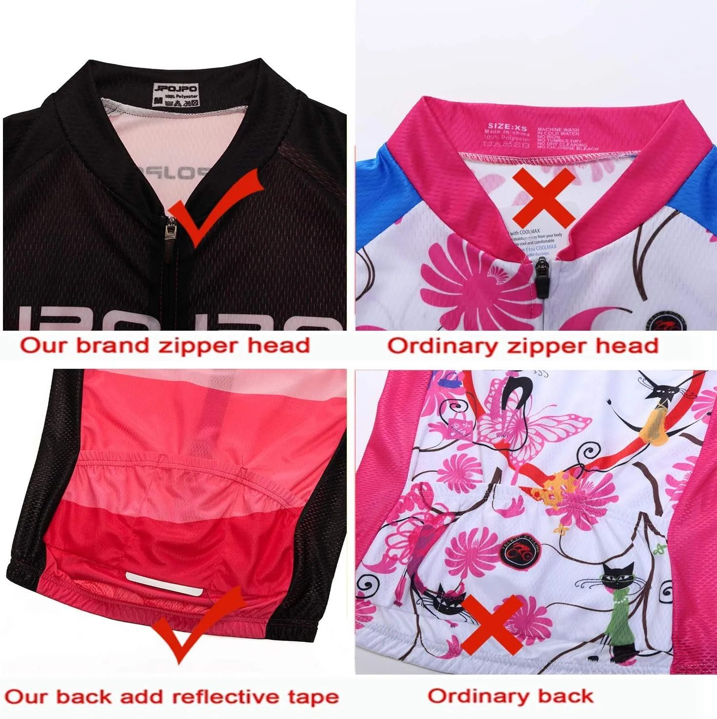 Cycling Jersey Women Bike Short Sleeve with 3 Rear Pockets,Reflective Breathable,Quick Dry S-3XL