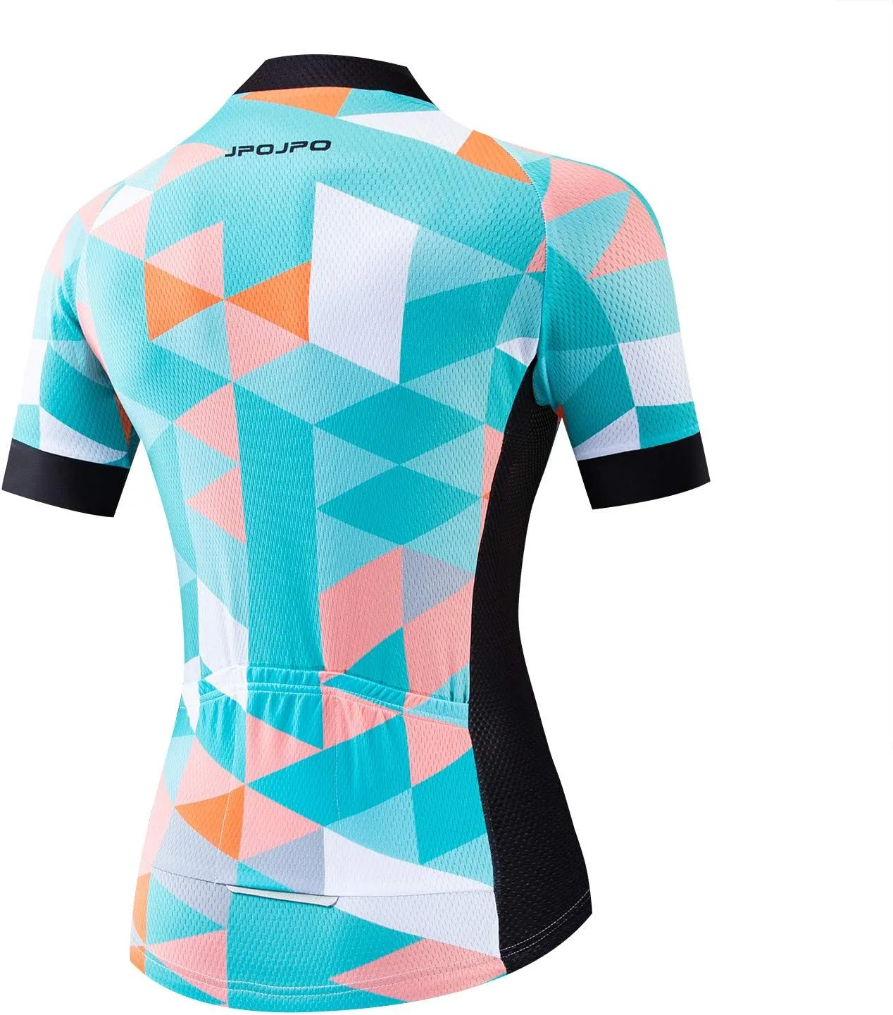 Cycling Jersey Women Bike Short Sleeve with 3 Rear Pockets,Reflective Breathable,Quick Dry S-3XL
