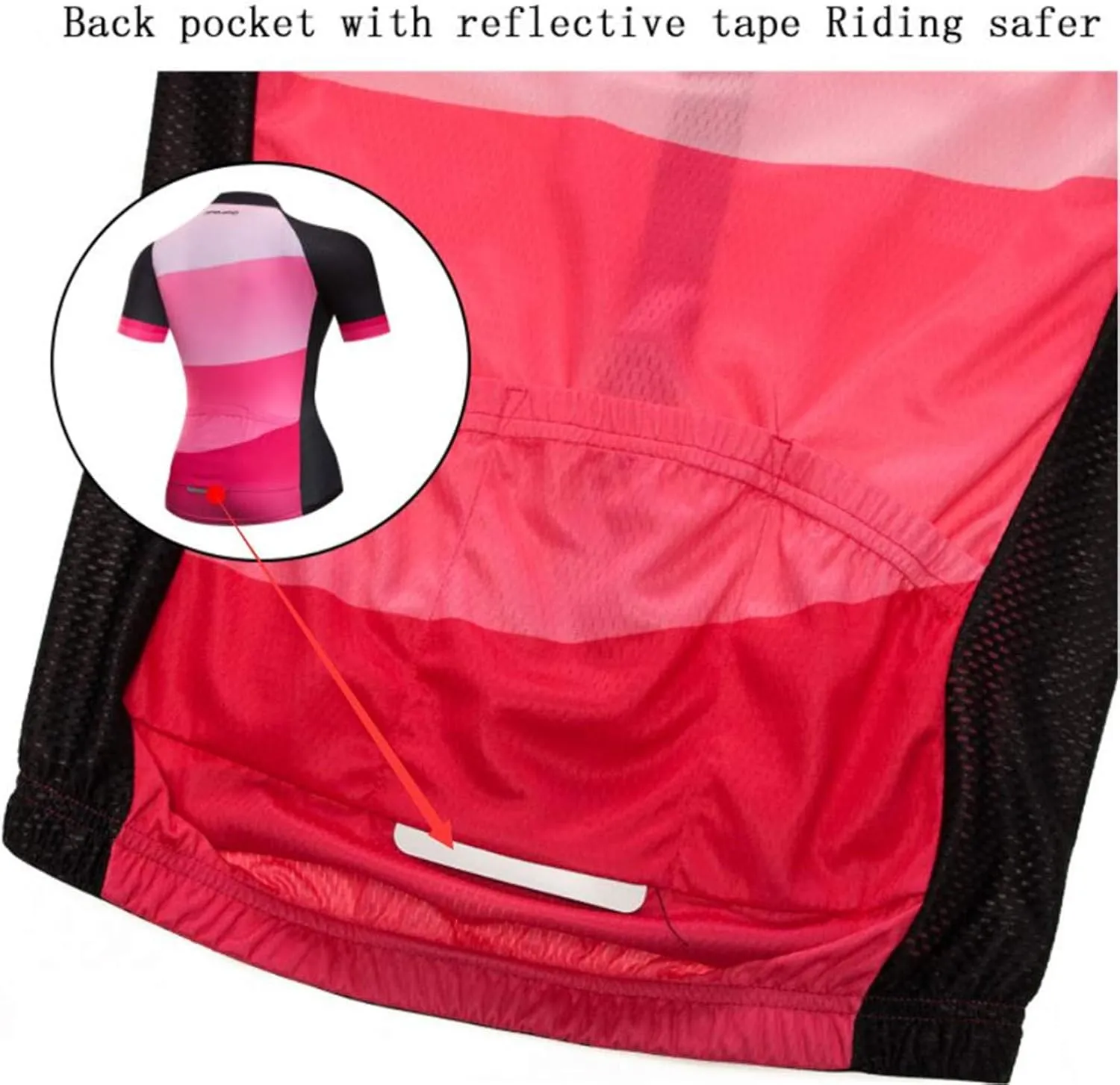 Cycling Jersey Women Bike Short Sleeve with 3 Rear Pockets,Reflective Breathable,Quick Dry S-3XL