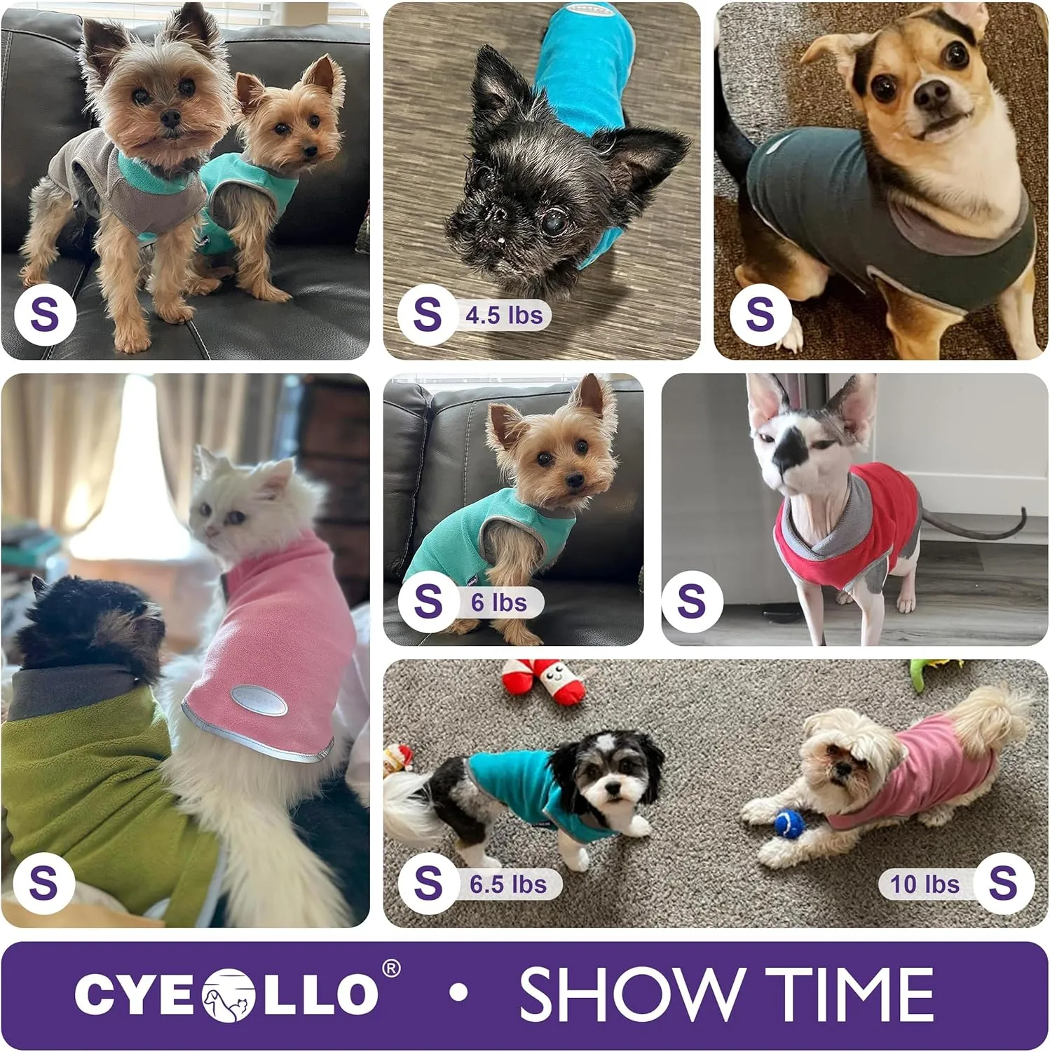 cyeollo 2 Pack Dog Sweater Fleece Vest Dog Sweatshirt Reflective Lightweight Clothes for Small Dogs Boy Girl Pet Apparel Grass Green, Grey, S