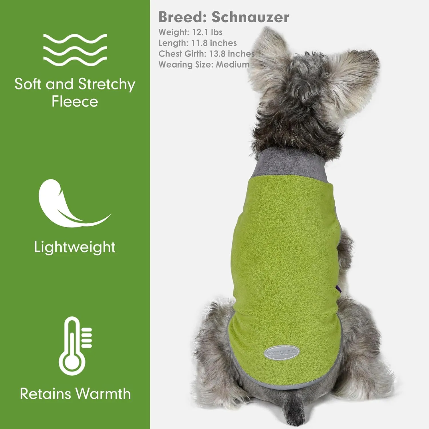 cyeollo 2 Pack Dog Sweater Fleece Vest Dog Sweatshirt Reflective Lightweight Clothes for Small Dogs Boy Girl Pet Apparel Grass Green, Grey, S