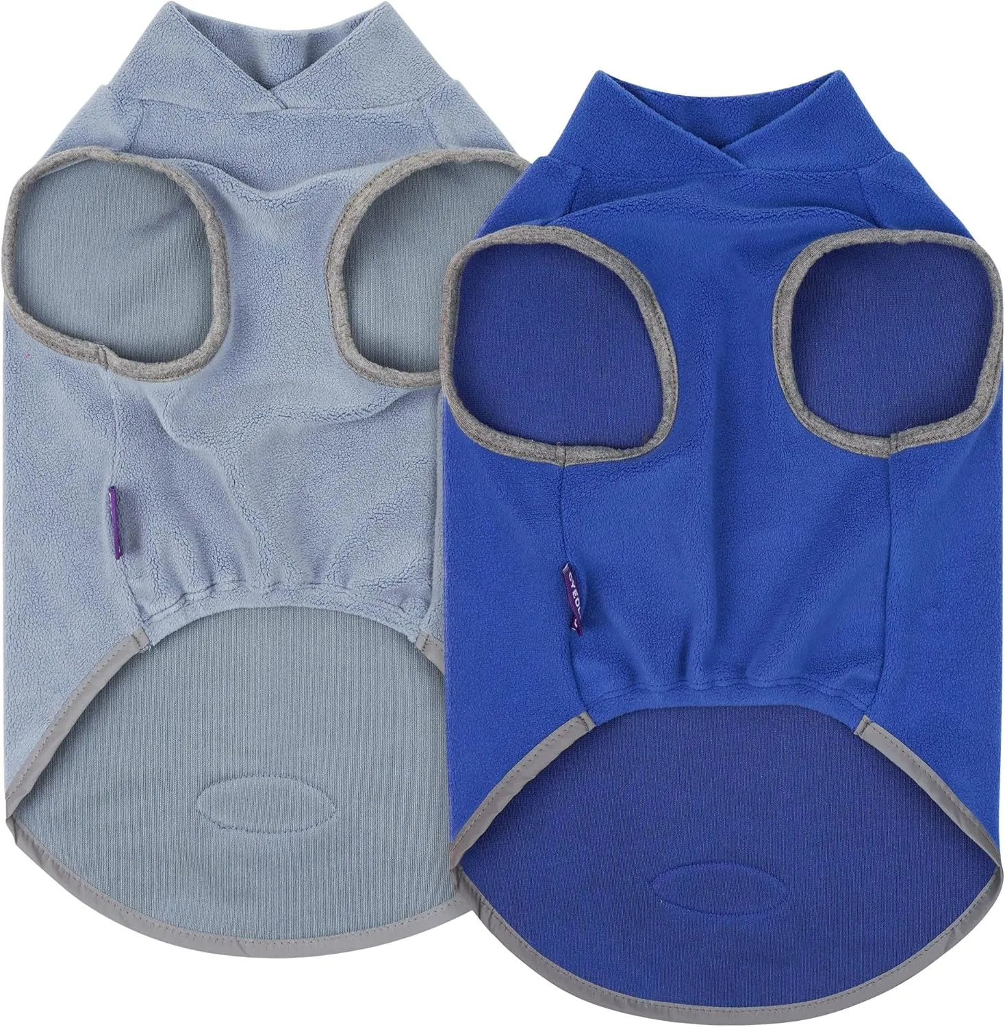 cyeollo 2 Pack Fleece Dog Sweater Pullover Dog Sweatshirt Reflective Lightweight Sweaters Pet Clothes for Small Dogs Boy Girl Pet Apparel Blue, Mist Blue, M