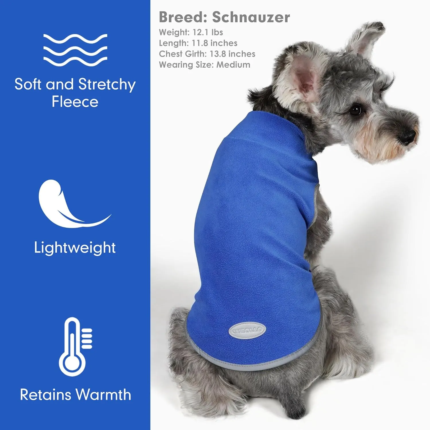cyeollo 2 Pack Fleece Dog Sweater Pullover Dog Sweatshirt Reflective Lightweight Sweaters Pet Clothes for Small Dogs Boy Girl Pet Apparel Blue, Mist Blue, M