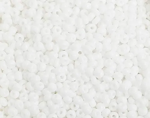 Czech Glass Seed Beads 8/0 (2.9mm Diameter) Opaque White - 500g Bulk Bag by Preciosa (Jablonex)