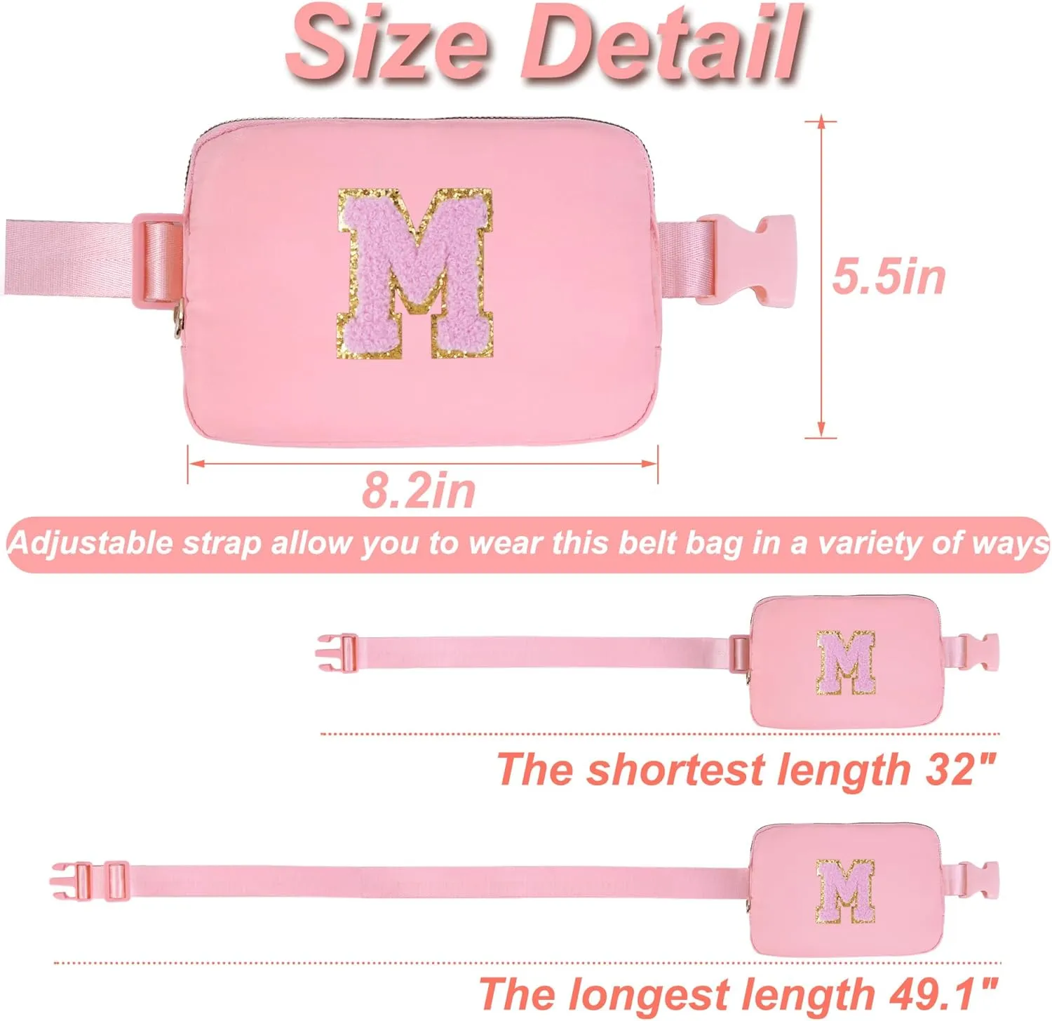 Dance Recital Gifts for Girls 8-12,Dance Bag for Girls Teen Kids - Belt Bag Crossbody Bags for Girls Women,Small Waist Packs Kids Fanny Pack Birthday Gifts | Peach,M
