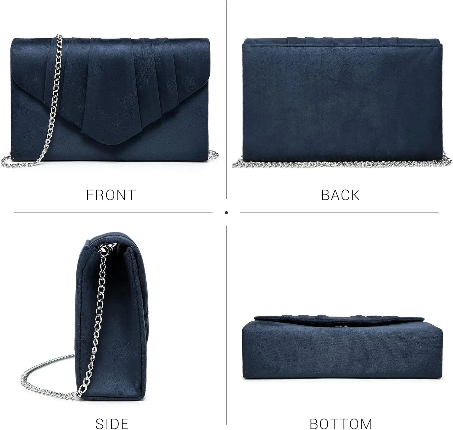 Dasein Women's Evening Bag Pleated Envelope Clutch Handbag Wedding Party Bridal Purse