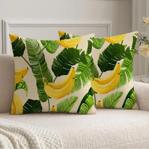 Decoraive Pillow Cover 20x20 Set of 2 Flora Aloha Exotic California Branch Tropic Floral Summer Beach Pattern Jungle Vintage Tropical Cushion Cases for Home Sofa Couch Decorations