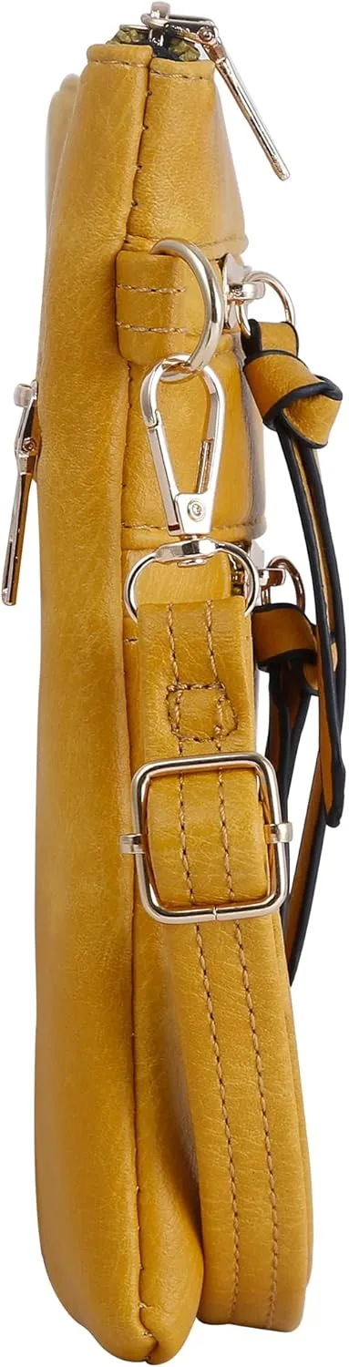 DELUXITY Essential Casual Functional Multi Pocket Double Zipper Crossbody Purse Bag Shoulder Bag for Women