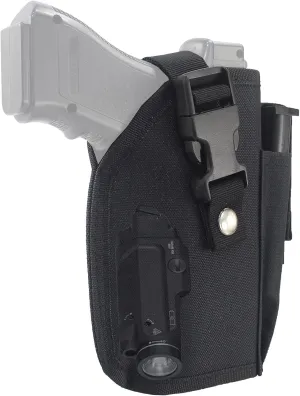 Depring Tactical Belt Holster with Mag Pouch for Handguns with Light or Laser Attachment Universal Outside The Waistband Holster Black