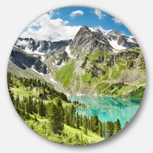 Designart Lake Valley-Photography Landscape Round MT6914-C11-Disc of 11 inch, 11'' H x 11'' W x 1'' D 1P, Green/Blue