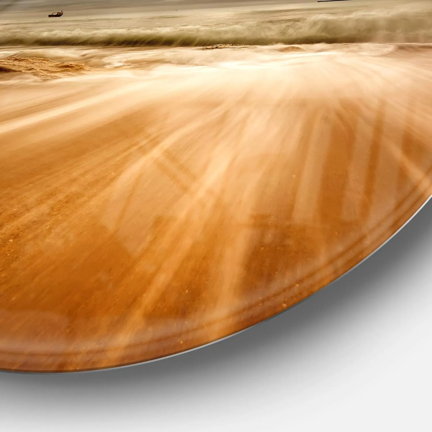 Designart Stormy Sea with Waves Flowing Out Beach Circle Wall Art Disc of 11 inch, 11'' H x 11'' W x 1'' D 1P