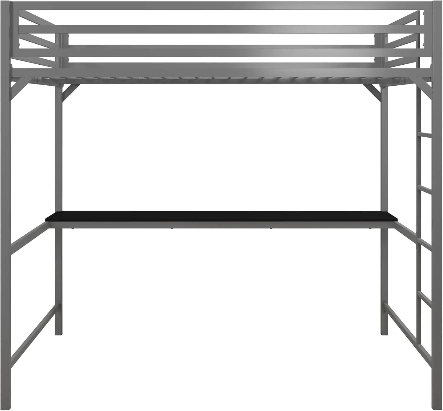 DHP 4308429 Miles Full Desk, Silver Metal Loft Bed