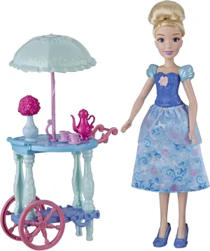 Disney Princess Cinderella's Tea Trolley Playset with Cinderella Doll, Trolley, Tea Cups, Tea Pot, Toy for Girls 3 and Up