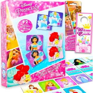Disney Princess Educational Toy Bundle for Kids - Memory Game Set Featuring Mulan, Belle and Others, with Stickers and More | Disney Princess Learning Toy for Girls, Boys