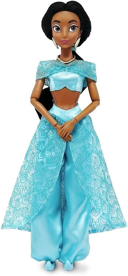 Disney Store Official Disney Princess Classic Doll (Jasmine from Aladdin), 11 Inches, Includes Brush with Molded Details, Fully Posable Toy in Classic Outfit - Disney Princess Toys for Girls