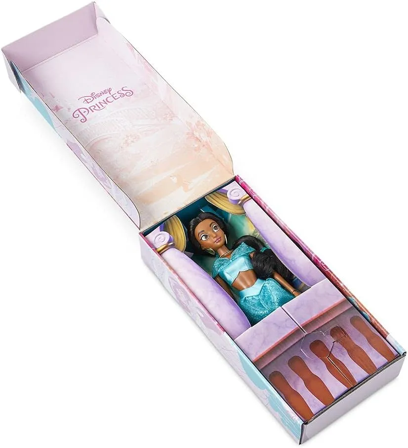 Disney Store Official Disney Princess Classic Doll (Jasmine from Aladdin), 11 Inches, Includes Brush with Molded Details, Fully Posable Toy in Classic Outfit - Disney Princess Toys for Girls