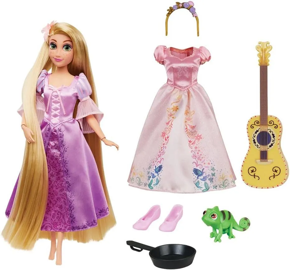 Disney Store Official Princess Story Doll (Rapunzel from Tangled) 11 Inches, Includes Coloring Book and Additional Dress, Princess Doll in Classic Outfit, Princess Toys for Girls