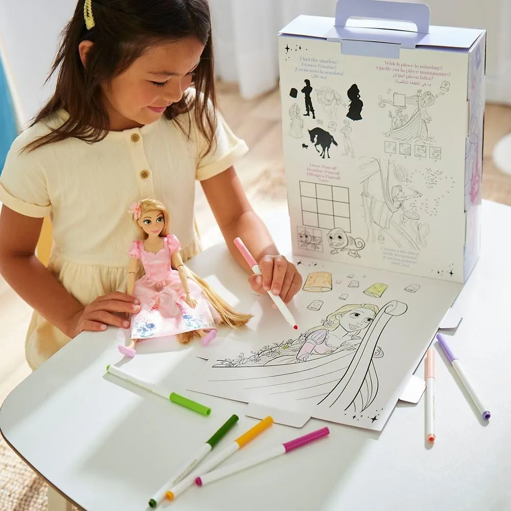 Disney Store Official Princess Story Doll (Rapunzel from Tangled) 11 Inches, Includes Coloring Book and Additional Dress, Princess Doll in Classic Outfit, Princess Toys for Girls