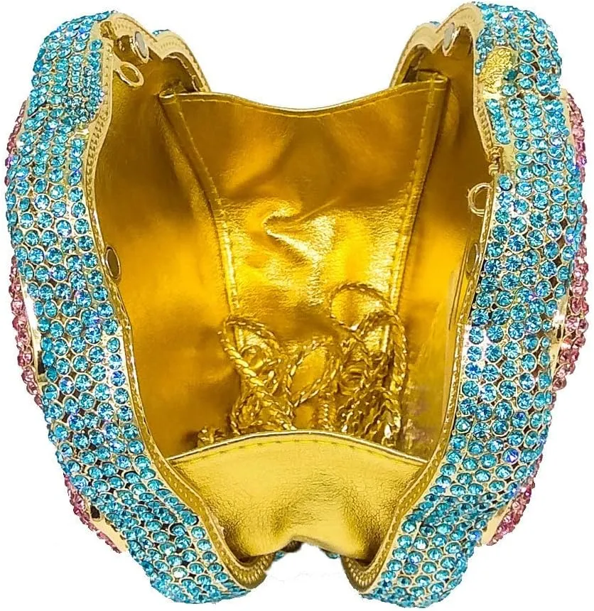 DJBM Vintage Women Floral Rhinestone Crystal Purse Rose Evening Clutch Diamond Evening Bags for Party Wedding Cocktail Prom