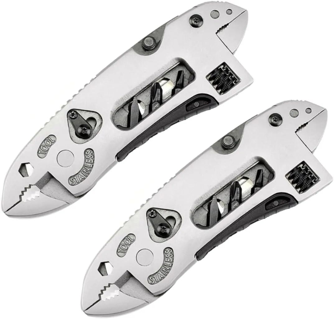 DOITOOL 2pcs Multifunctional Wrench Pocket Pliers Pocket Tools Stainless Steel Tongs Pliers Knife Multi Tool Folding Tool Foldable Pliers Outdoor Tool Camping Pliers Multi Tool Set Camping