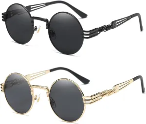 Dollger Steampunk Round Sunglasses Metal Frame Circle Shades