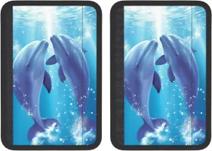 Dolphins in Love Car Seat Belt Pad 2 Pack Universal Fit Seatbelt Cover Soft and Comfortable Backpack Shoulder Pad Adjustable Neck Cushion Protector Harness Pad for Car Bag